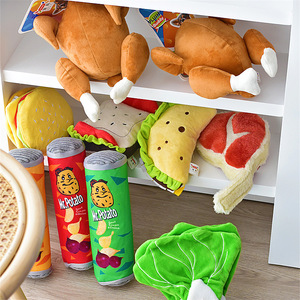 Design carino pollo alla griglia a forma di <span class=keywords><strong>Hamburger</strong></span> di peluche peluche giocattoli cigolanti accessori da masticare per cani - Product Image 1