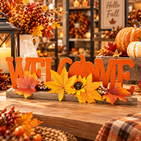 Décorations de récolte d'automne pour Thanksgiving, Panneau de bienvenue, Centre de table citrouille et feuille d'érable, Ornement saisonnier d'automne pour la maison