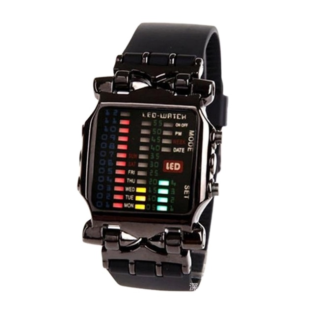 LED Watch Men Fashion Creative Crab Type Electronic Watch Luminous Binary Gift Business Style Cool Waterproof Multi Function