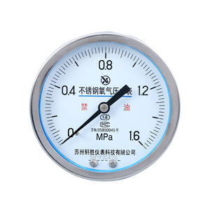 Manomètre à oxygène en acier inoxydable Suzhou XuanSheng 100 mm analogique sans huile pour la mesure de gaz de haute pureté - Product Image 1