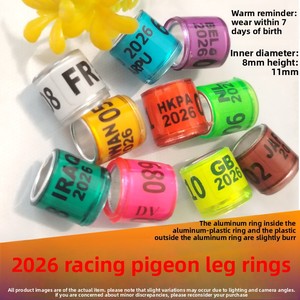 Anillo de Aluminio y Plástico para Patas de <span class=keywords><strong>Palomas</strong></span>, Redondo, para Cría y Competición, 2026 - Product Image 5
