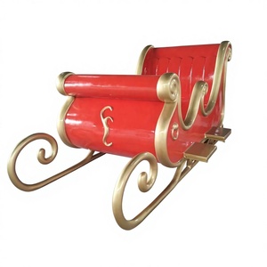 Trineo de <span class=keywords><strong>Santa</strong></span> Claus de Fibra de Vidrio Pintado a Tamaño Real para Decoración Navideña Comercial en Exteriores, Escultura de Reno, Accesorios Gigantes de Fábrica - Product Image 1