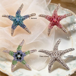 Broche de Estrela-do-mar Vintage Transfronteiriço em Liga com Strass para Mulheres, Design de Nicho de Alta Qualidade, Atacado <span class=keywords><strong>DIY</strong></span>, Alfinete para Terno e Corsage - Product Image 1