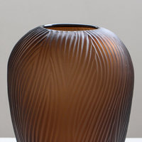 Vases en verre soufflé à la bouche Bixuan Smoky Amber, décoratifs, à lignes côtelées givrées, porte-fleurs, décoration de centre de table pour la maison et l'hôtel