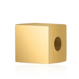 골드 레이저-가능한 조각 보석 펜던트 액세서리 만들기 빈 스테인레스 스틸 금속 큐브 사각형 모양 참 비즈