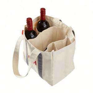 Bolsa de Lona Resistente para Botellas de Vino, Bolsa de Transporte de Vino de Lona Lisa con Logotipo Personalizado - Product Image 2