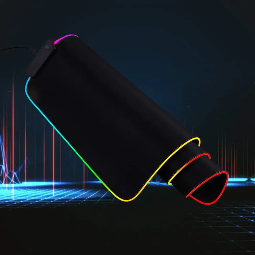 Özel büyük genişletilmiş oyun LED fare Mat oyun Mouse Pad ile doğal kauçuk arkadan aydınlatmalı RGB bilgisayar Mousepad