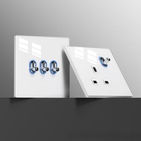 Prise électrique murale en verre trempé blanc avec prise britannique 13A, double prise 3 broches et interrupteur, prise murale universelle USB C 18W