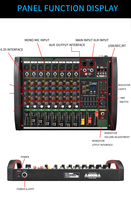 Xtuga M8 Factory 8 canaux USB Digital Soundcraft Console de mixage audio professionnelle pour scène vidéo et éclairage