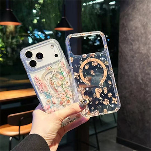เคสโทรศัพท์มือถือลายดอกไม้เลเซอร์แม่เหล็ก สำหรับ iPhone 17 16 15 Pro Max  แบบ IMD ไล่สีใส พิมพ์ลายสวน  ฝาหลังแบบใหม่ - Product Image 3