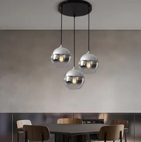 Luminaire de cuisine pour restaurant Lampe suspendue en boule de verre Lustre chromé à gradient unique Fabricant