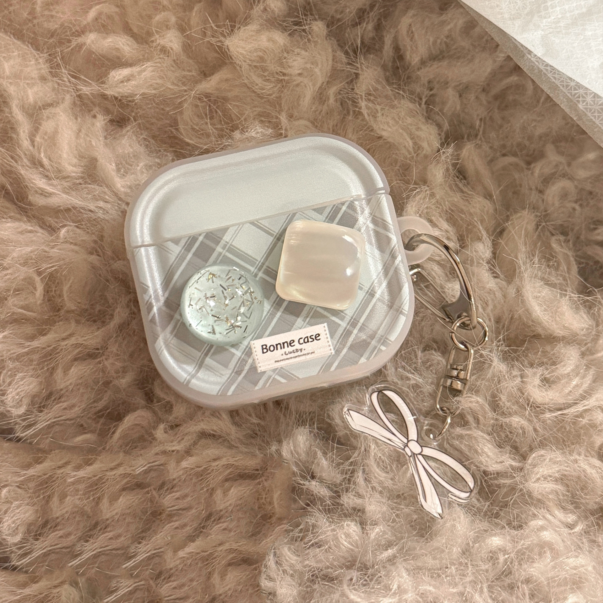 Qingge Transparent 3D Ice Stone White Silver Clasp