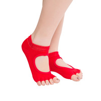 Chaussettes décontractées en coton uni à 5 doigts, respirantes et absorbantes, pour yoga et barre, avec logo personnalisé par sublimation, vente en gros pour femmes