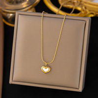 Collier Pendentif Chaîne Maillons en Acier Titane Plaqué Or Haut de Gamme pour Femme, Micro-Serti, Inaltérable, Bijou Tendance Luxueux et Exquis