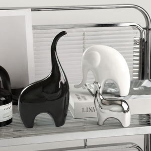 Ornements modernes en céramique écologique et de luxe faits à la main de style Art déco pour trois éléphants pour le salon de la maison meuble TV - Product Image 3