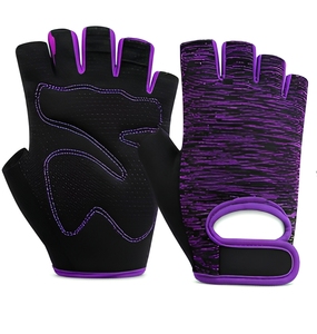 Wholesale Sports Fingerless Gloves Purple Black Breathable Non Slip Unisex Fitness Workout Sports Gloves training sports gloves - Product Image 1