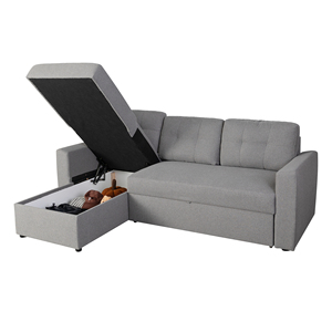Sofá Cama Moderno de Lujo con Función de Almacenamiento, Suministro al por Mayor de Fábrica, Sofá Cama de Tela Gris - Product Image 4