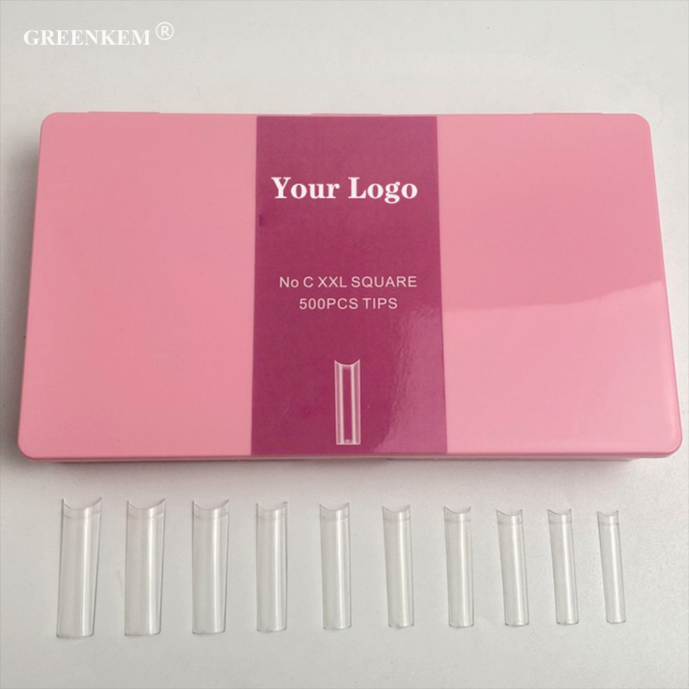 Light Pink Box - XXL Square Más No C- 500Pcs Clear Tips