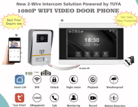 Videoportero Inteligente Económico con Tuya, Pantalla Táctil de 2M 1080P, Conexión WiFi de 2 Cables, Protocolo IP, Intercomunicador, Grabación y Detección