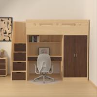 Lit mezzanine en bois avec bureau intégré, armoire de rangement, lit mezzanine convertible en bois pour garçons et filles, utilisé dans la chambre, l'hôtel, l'appartement