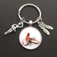 Porte-clés Cabochon en Verre Chaussures de Ballet avec Breloques Ballerine et Chaussures de Danse, Cadeaux Souvenirs Studio de Danse, Accessoires de Danse