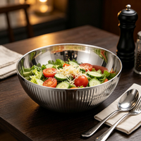 Bol à salade professionnel en acier inoxydable triple couche, design moderne, écologique, finition rose gold poli, robuste, pour restaurant et hôtel