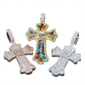 Pendentif Croix en Moissanite Brillante Taille Poire Grande Taille Couleur 2025 Shingjewel Style Hiphop en Argent Sterling Plaqué Or Luxe et Raffinement - Product Image 2