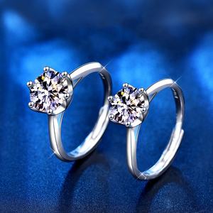 X08211 klasik altı pençe 1CT 2CT Moissanite yüzük kadınlar 925 ayar gümüş gelin düğün söz yüzüğü ayarlanabilir güzel takı - Product Image 2