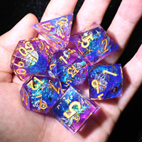 Lot de mini-dés polyédriques en résine faits à la main, vert ciel clair, 7 pièces pour RPG