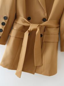Oversized <strong>Blazers</strong> <strong>Ladies</strong> Office Female Formal <strong>blazer</strong> and Coats Long Sleeve Double Breasted With Belt <strong>Camel</strong> Women's Suit - Product Image 3