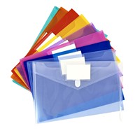 Bolsa de plástico personalizada para documentos PP A4, sobre transparente, carteras de bolsillo, carpeta escolar, bolsa transparente para archivos con botón a presión