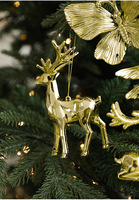 Ensemble d'ornements de Noël plaqués or, décorations suspendues en plastique 3D avec cerf, flocon de neige, étoile ange pour arbre de Noël