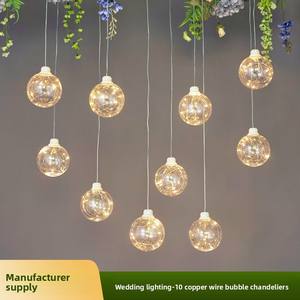 Lampe suspendue en fil de cuivre à 10 têtes de gypsophile, directement de l'usine, pour la décoration de lieux de <span class=keywords><strong>mariage</strong></span> et de festivals - Product Image 1