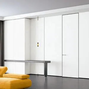 Modern Wood Interior Invisible Frameless Concealed Interior Bedroom Wooden Door Swing Frameless Interior Invisible White Door
