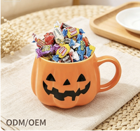 Mug à bonbons en céramique créatif en forme de citrouille pour Halloween, grande capacité, tasse portable de dessin animé, compatible micro-ondes pour les fêtes.