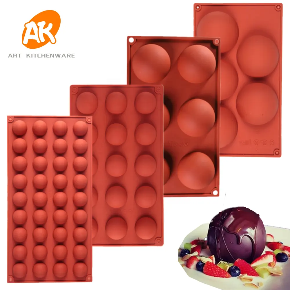 AK 5 to 36 cavities Half Round Sermisphere Silicone Molds DIY Mousse Cake Bombs Candy Soap Pinata Chocolate Moulds Baking Pan