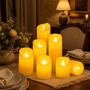Velas <span class=keywords><strong>LED</strong></span> con brillo cálido y romántico, velas de pilar sin llama parpadeantes para bodas, Navidad, decoración diaria del hogar para fiestas - Product Image 3