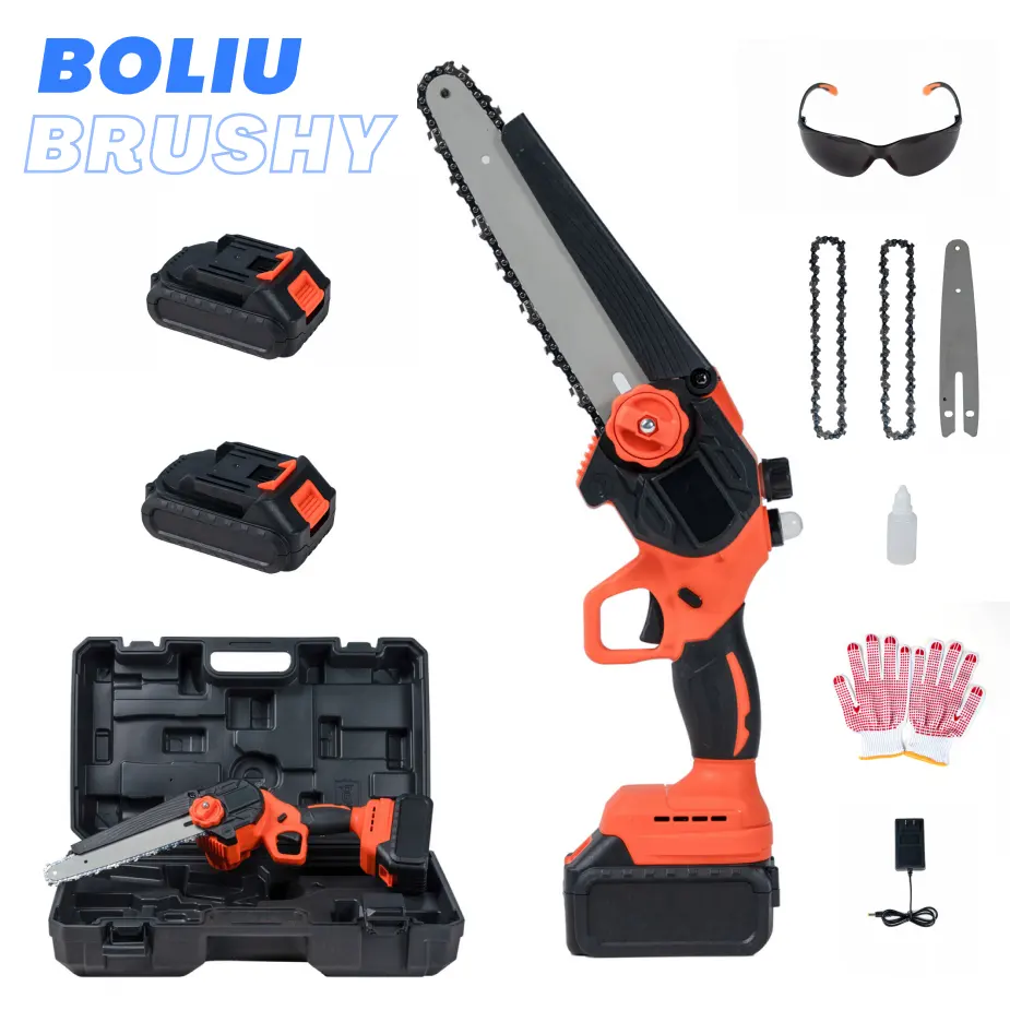 OEM Brushy Handheld Cordless Chain Saw 6-Inch Mini Electric Chainsaw with 21V Battery Power for Industrial Wood Cutting