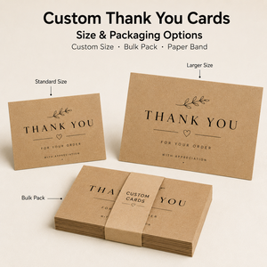 Kartu Ucapan Terima Kasih Custom Kraft Line Leaf, Kartu Datar Logo Teks Custom untuk <span class=keywords><strong>Paket</strong></span> Toko <span class=keywords><strong>Online</strong></span> - Product Image 5