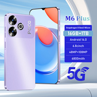 Último Modelo de Teléfono Celular M6 Plus 5G, Pantalla Ancha HD de 6.8 Pulgadas, Batería de Larga Duración de 6800mAh, Teléfono Inteligente Android Global 5G con Doble SIM