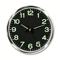 Jam Dinding Analog Quartz Desain Modern Satu Sisi Bingkai Plastik Berlapis Elektro 12 Inci Jarum Bercahaya Kalender