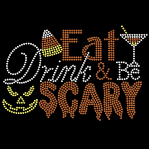 Eat Scary Custom Hot Fix Rhinestone Transfer Iron On Crystal Motif - Product Image 1