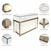 Vitrine à bijoux en verre sur mesure avec éclairage LED, cadre en acier inoxydable, vitrine écologique pour magasin de détail