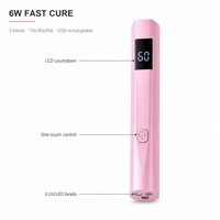 Lampe UV LED portable rechargeable 6W, mini séchoir à ongles sans fil avec écran LCD et minuterie, 3 perles pour voyage et salon