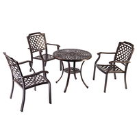 eubles de jardin d'extérieur de luxe en fonte d'aluminium, table et salle à manger, ensemble de 6 chaises avec trou pour parasol
