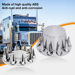 Complete ABS Chrome Axle Cover Kit With 60 Pcs Pointed 33mm Thread On Lug Nut Covers For Truck Volvo Mack Kenworth