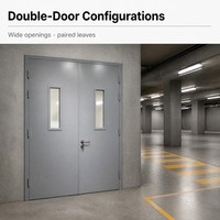 Porte coupe-feu en acier à double battant, résistance au feu 3 heures, avec panneau de vision, pour entrepôt, cage d'escalier, parking, usage commercial