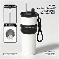 Grande tasse isolée en acier inoxydable avec gobelet de qualité supérieure à paille enduite de céramique 316 pour café et boissons