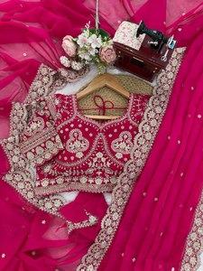 Sari en soie Tibby luxueux avec broderie fine en fil de sequins, chemisier non cousu, look de mariage sophistiqué, séchage rapide, toutes saisons - Product Image 4