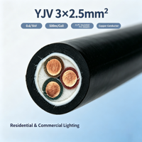Cable de Alimentación para Iluminación de Edificios, 3 Núcleos, 2.5mm2, Aislamiento XLPE, Revestimiento de PVC, Cobre, 0.6/1kV, 100m/200m por Tambor, para Oficina y Garaje